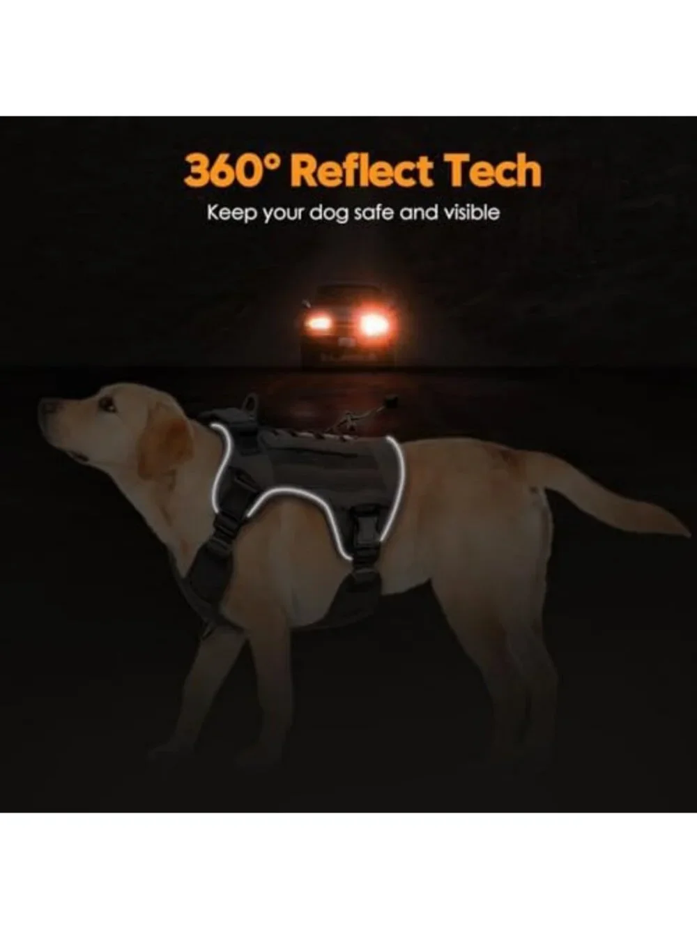 Heavy-Duty No Pull Tactical Dog Harness, Adjustable Reflective Vest for Large